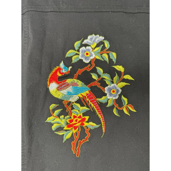 Yi Lin Black Embroidered Jacket Women’s Small Floral Bird Western Boho Tropical - Picture 6 of 8